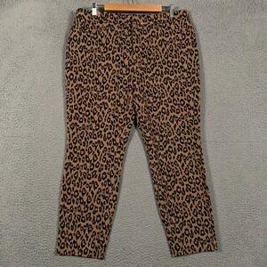 Banana Republic Modern Sloan Pants Women 14 Tan Leopard Animal Print Bi-Stretch